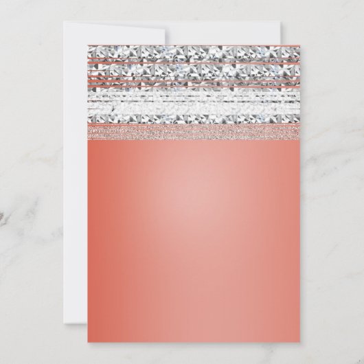 Koraalperzik Gedompelde Zilveren Bling Feest Uitno Kaart (Achterkant)