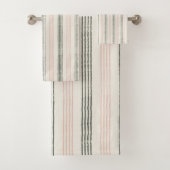 Koraalperzik minimalistische streep Boho Bad Handdoek (Insitu)