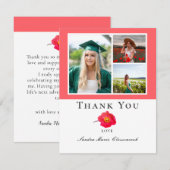 Koraalperzik Modern Floral Photo Collage Afstudere Bedankkaart (Voorkant / Achterkant)