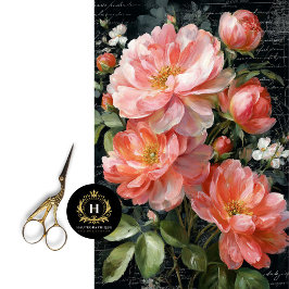 Koraalperzik Peony Flower Decoupage Tissuepapier