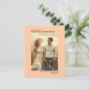 Koraalperzik Verticale Foto Minimalistische Trouwd Save The Date