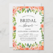 Koraalperzik Vrijgezellenfeest Floral Greenery Kaart (Voorkant)