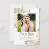 Koraalperzik Waterverf Boho Floral Fotobruiloft Save The Date (Voorkant)