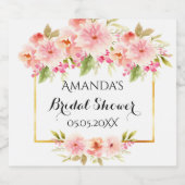 Koraalperzik waterverkleurde bloemen vrijgezellenf sparkling wijnetiket (Enkel label)