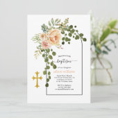 Koraalperzikbloemen en baptisme op de borst kaart (Staand voorkant)