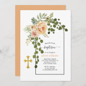 Koraalperzikbloemen en baptisme op de borst kaart (Voorkant / Achterkant)