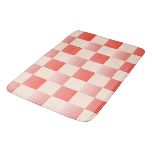 Koraalperzikgradiënt geruit badmat (Gekanteld)