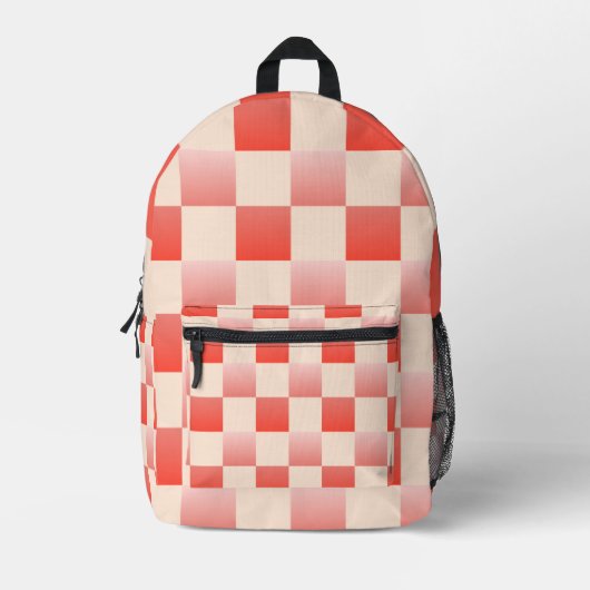 Koraalperzikgradiënt geruit bedrukte rugzak (Voorkant)
