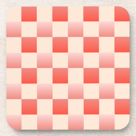 Koraalperzikgradiënt geruit bier onderzetter