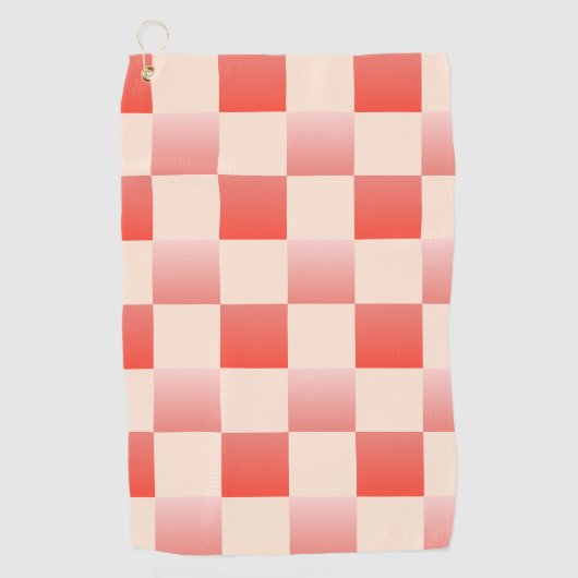 Koraalperzikgradiënt geruit golfhanddoek (Voorkant)
