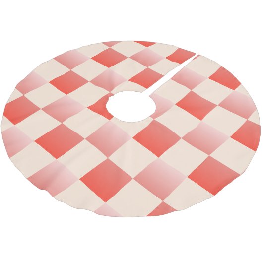 Koraalperzikgradiënt geruit kerstboom rok (Gekanteld)