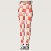 Koraalperzikgradiënt geruit leggings (Voorkant)