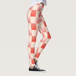 Koraalperzikgradiënt geruit leggings