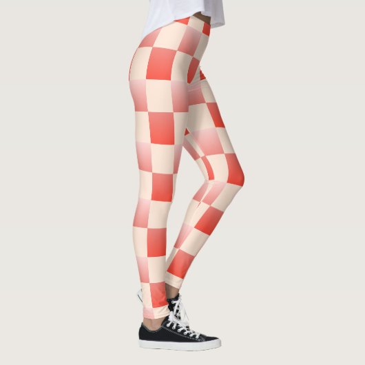Koraalperzikgradiënt geruit leggings (Rechts)