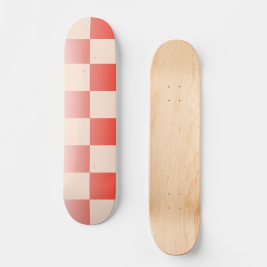 Koraalperzikgradiënt geruit persoonlijk skateboard (Voorkant)