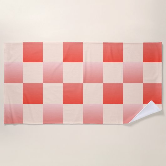 Koraalperzikgradiënt geruit strandlaken (Voorkant)