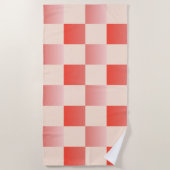 Koraalperzikgradiënt geruit strandlaken (Voorkant)