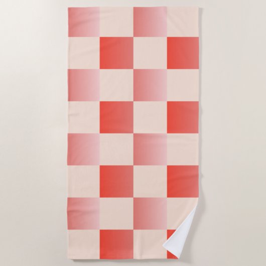 Koraalperzikgradiënt geruit strandlaken (Voorkant)