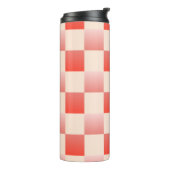 Koraalperzikgradiënt geruit thermosbeker (Gedraaid links)