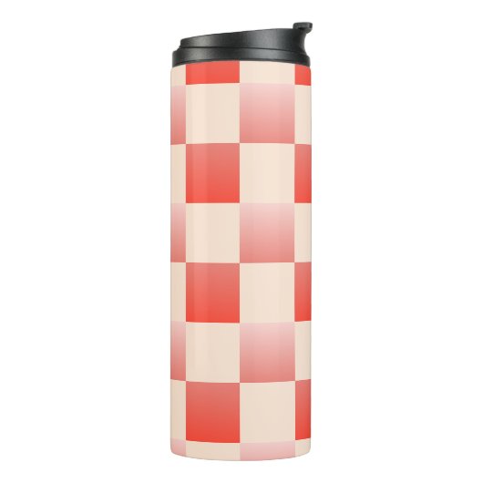 Koraalperzikgradiënt geruit thermosbeker (Gedraaid links)