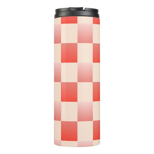 Koraalperzikgradiënt geruit thermosbeker (Achterkant)