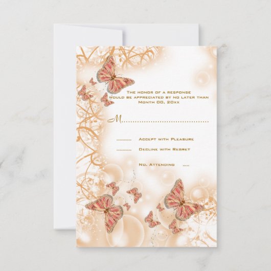 Koraalperzikvlinder RSVP Kaartje (Achterkant)