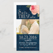 Koraalpioen en marine slaan de datumfotokaarten op save the date (Voorkant / Achterkant)