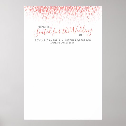 Koraalplan voor abstracte waterverf DIY-trouwtafel Poster (Voorkant)