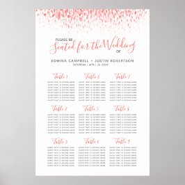 Koraalplan voor abstracte waterverf, huwelijkstabe poster