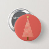 Koraalpolka stipt moderne kerstboom ronde button 5,7 cm (Voorkant /achterkant)
