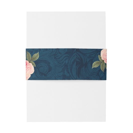 Koraalponies en marineblauw-buisjes uitnodigingen wikkel (Achterkant Voorbeeld)