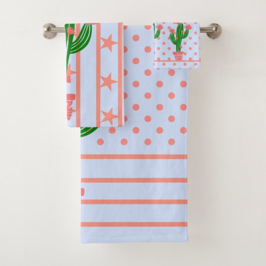 Koraalriemen, strips, pooldots en cactus bad handdoek (Insitu)