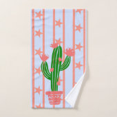 Koraalriemen, strips, pooldots en cactus bad handdoek (Handdoek)