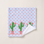 Koraalriemen, strips, pooldots en cactus bad handdoek (Wasdoekje)