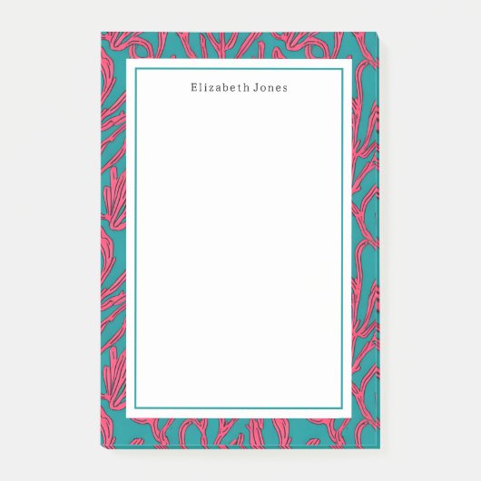 Koraalrif Abstract roze en Blauwgroen tropisch Post-it® Notes (Voorkant)