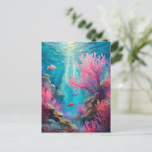Koraalrif Abstracte Oceaan Moderne Kunst Briefkaart (Staand voorkant)