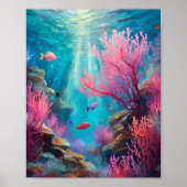 Koraalrif Abstracte Oceaan Moderne Kunst Poster (Voorkant)