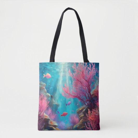Koraalrif Abstracte Oceaan Moderne Kunst Tote Bag (Voorkant)