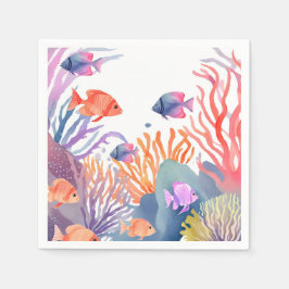 Koraalrif | Aquarel Kleurrijke Vissen Oceaan Servet