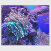 Koraalrif blauw paars zee anenoom cadeaupapier (Vlak)