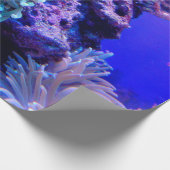 Koraalrif blauw paars zee anenoom cadeaupapier (Hoek)