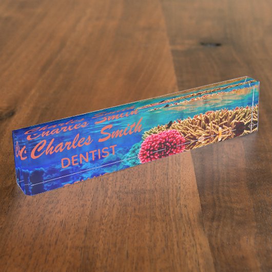 Koraalrif, bord naambordje (Zijkant)