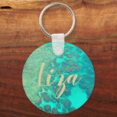 Koraalrif, caribisch oceaanturquowater sleutelhanger (Voorkant)