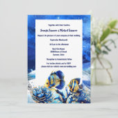 Koraalrif chic blauw goud vlinder vis strand kaart (Staand voorkant)