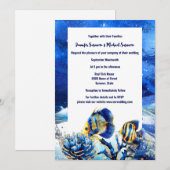 Koraalrif chic blauw goud vlinder vis strand kaart (Voorkant / Achterkant)