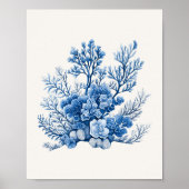 Koraalrif – Coastal Blue op Beige Poster (Voorkant)