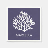 Koraalrif Custom Naam Summer Beach Navy Servet (Voorkant)