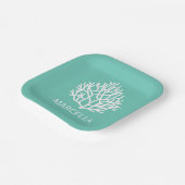 Koraalrif Custom Naam Summer Beach Papieren Bordje (Gebogen)