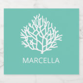 Koraalrif Custom Naam Summer Beach Sparkling Wijnetiket (Enkel label)