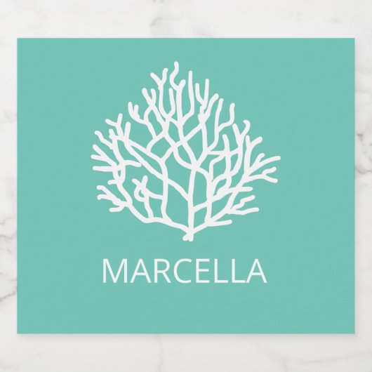 Koraalrif Custom Naam Summer Beach Sparkling Wijnetiket (Enkel label)